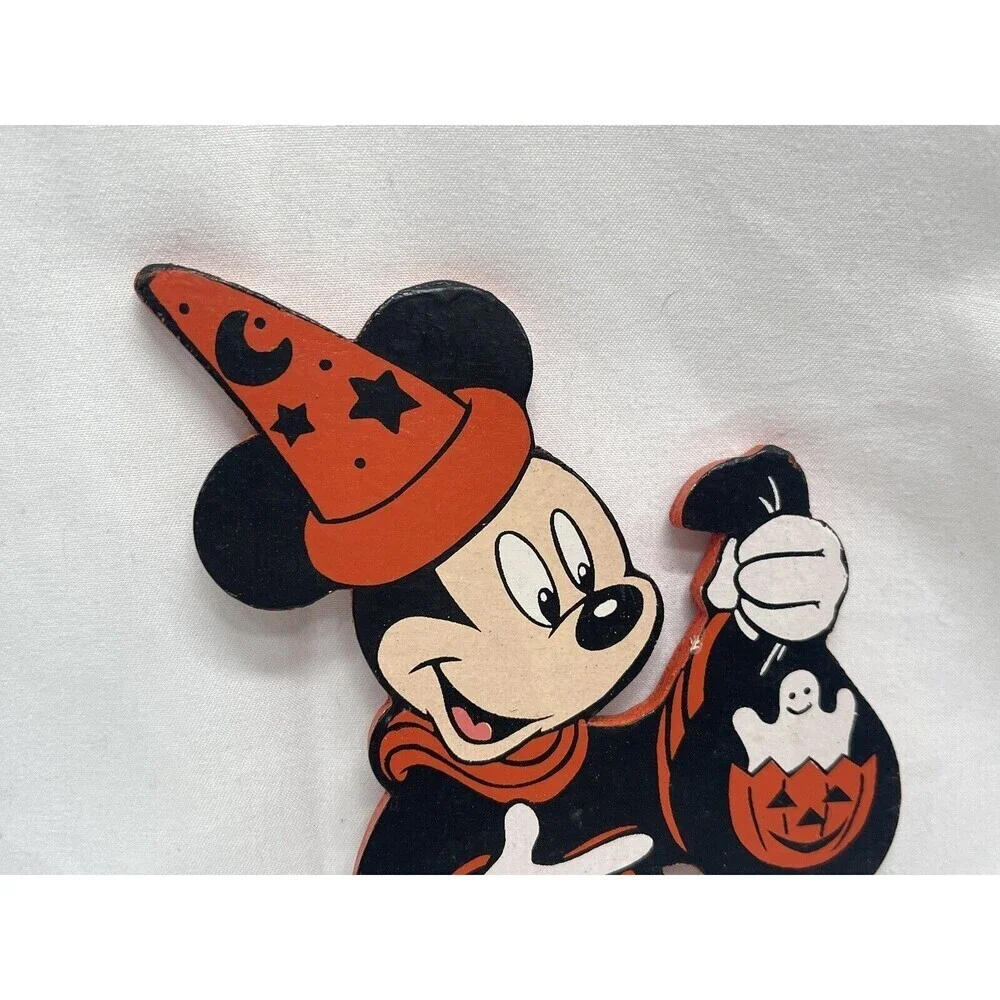 Vintage Walt Disney Co HALLOWEEN 2 MICKEY MOUSE 6” Wooden Ornament 1987 RARE